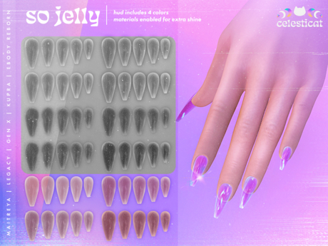 Second Life Marketplace - [Celesticat] So Jelly Nails - Nude